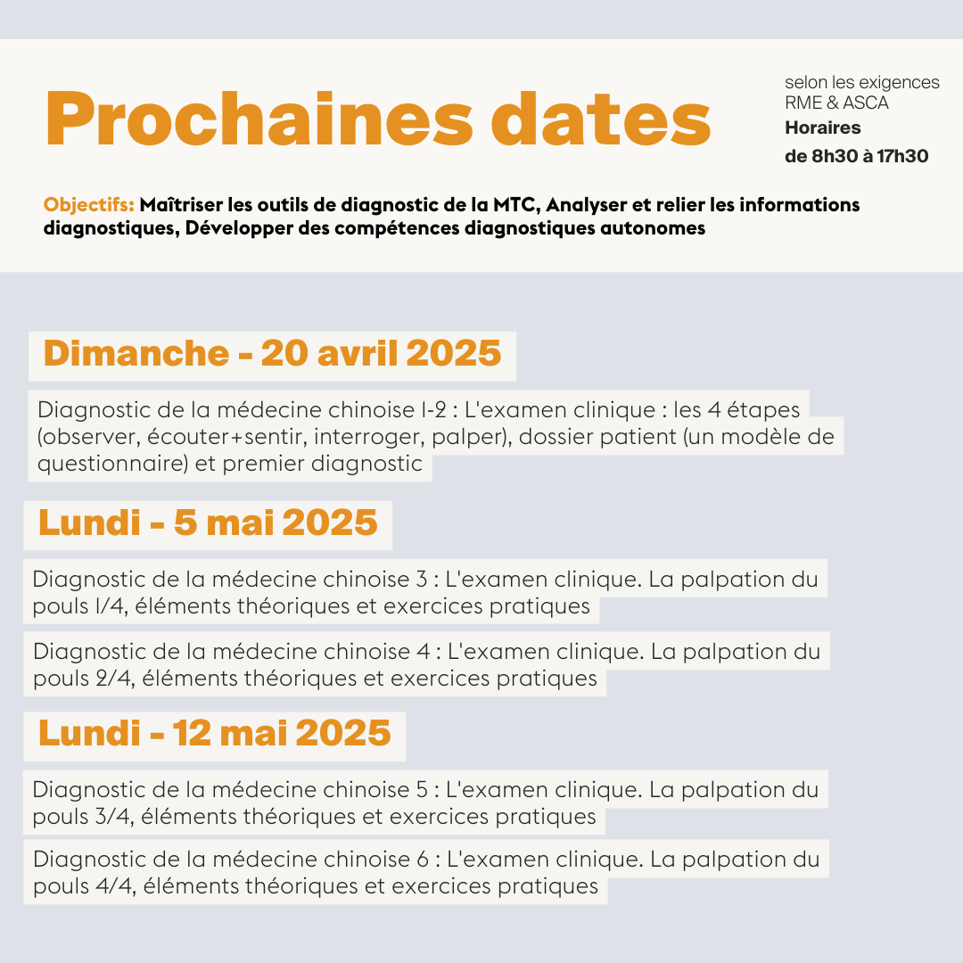 Diagnostic de la médecine chinoise • Module A-04 - 10 jours
