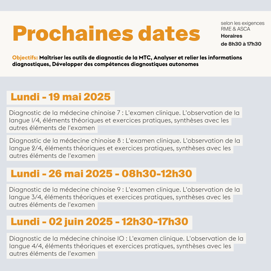 Diagnostic de la médecine chinoise • Module A-04 - 10 jours