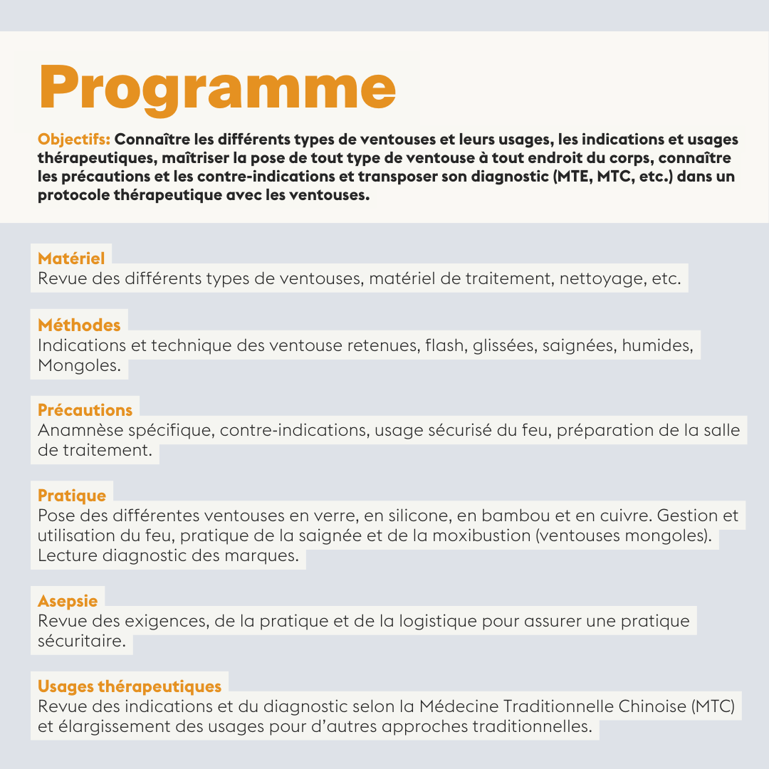 Ventouses • sèches & humides - 4,5 jours