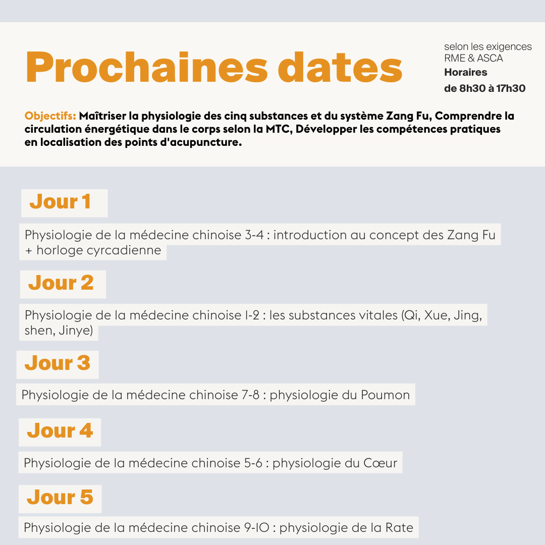 Physiologie de la médecine chinoise • Module A-02 - 12 jours