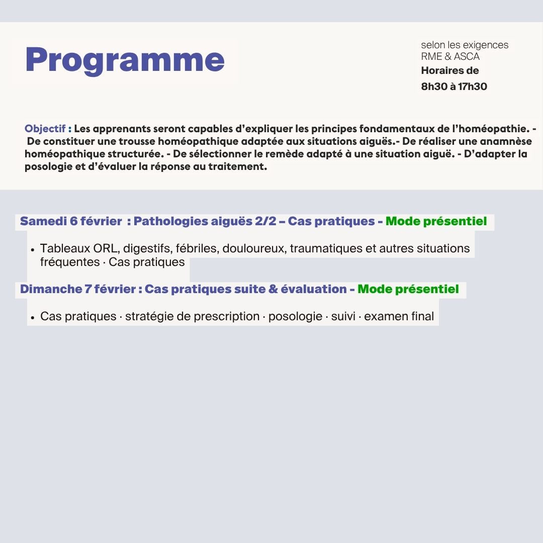 Homéopathie pour la MTE • 6 jours