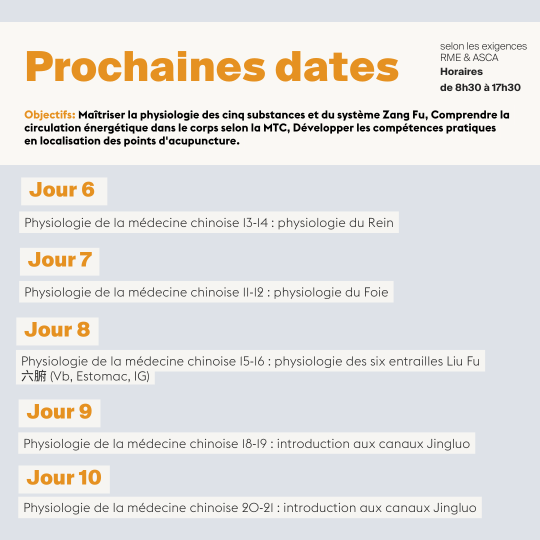 Physiologie de la médecine chinoise • Module A-02 - 12 jours