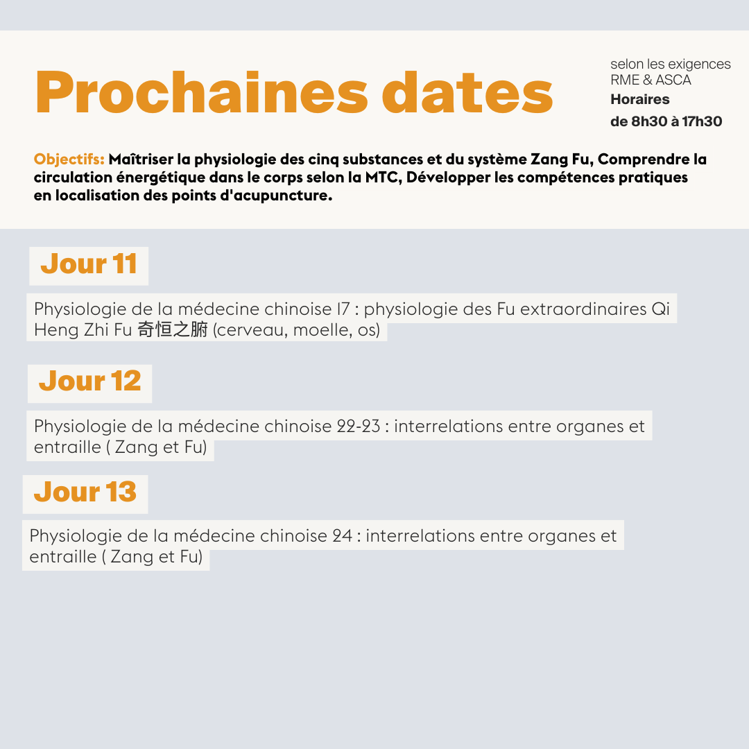 Physiologie de la médecine chinoise • Module A-02 - 12 jours