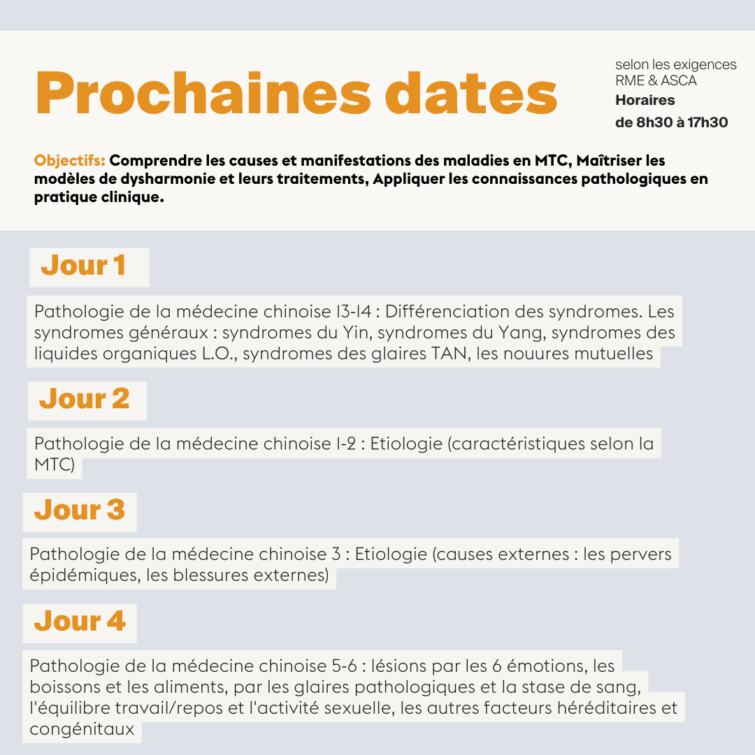 Pathologie de la médecine chinoise • Module A-03 - 11,5 jours