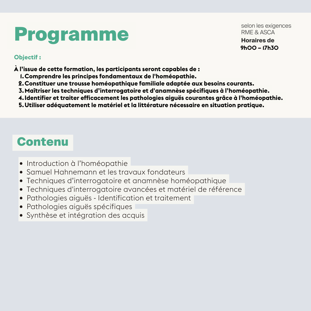 Homéopathie pour la MTE • 6 jours