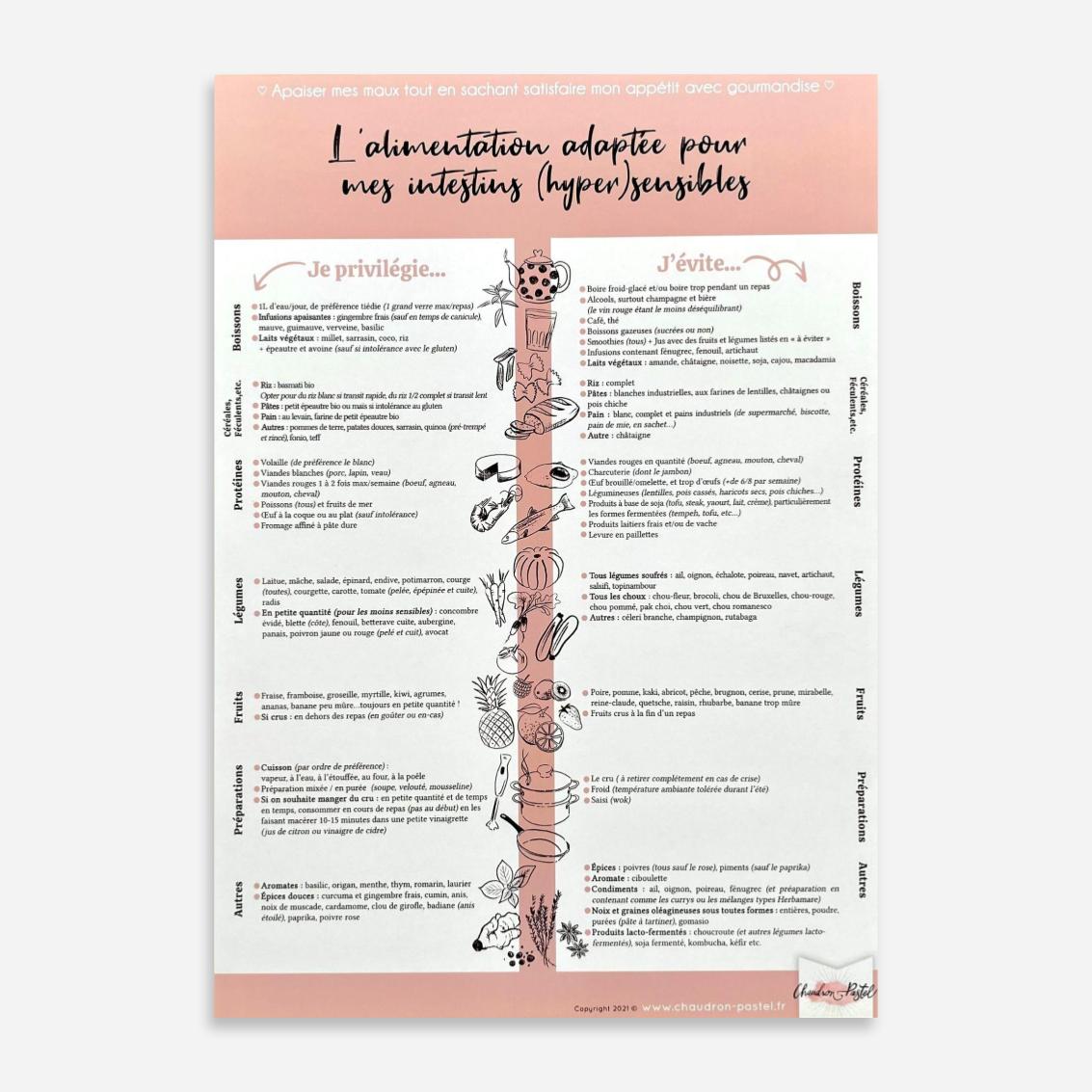 Dúo Promo • Affiche L’alimentation adaptée pour mes intestins (hyper)sensibles + Livre Intestins irritables