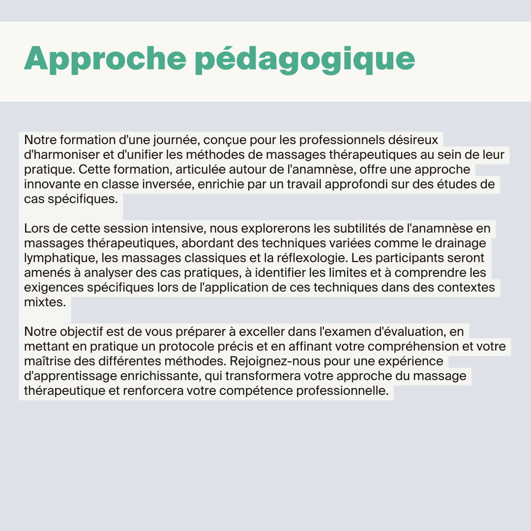Cours préparatoire pour l'examen Méthode 33 • 133 massages thérapeutiques - 1 jour