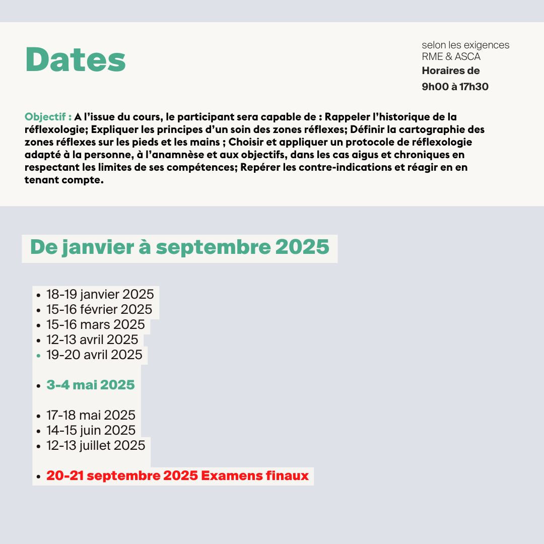 Réflexologie plantaire • Supplément 15 heures - 2 jours