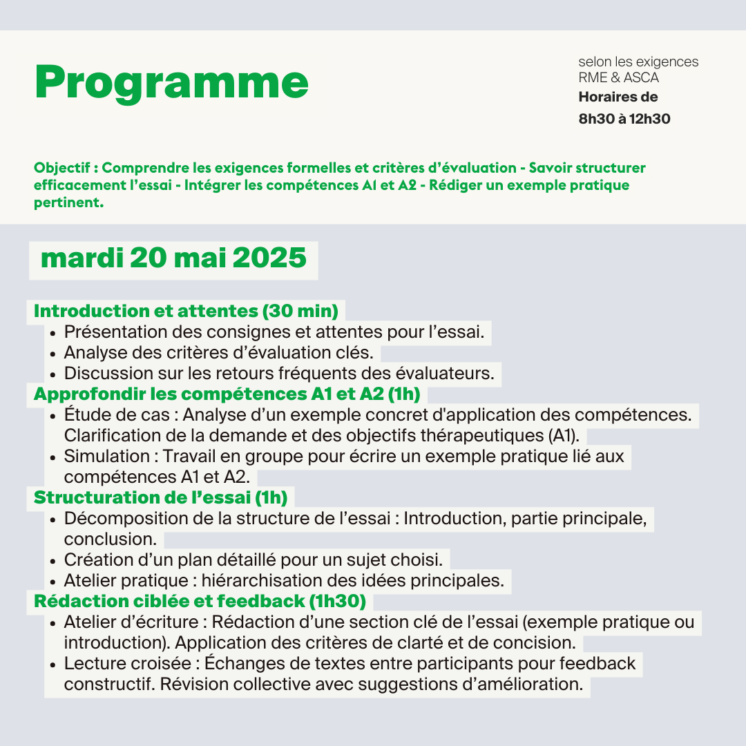 Apprendre à rédiger l’essai pour l’obtention du Certificat de Branche OrTra TC • 0,5 jour