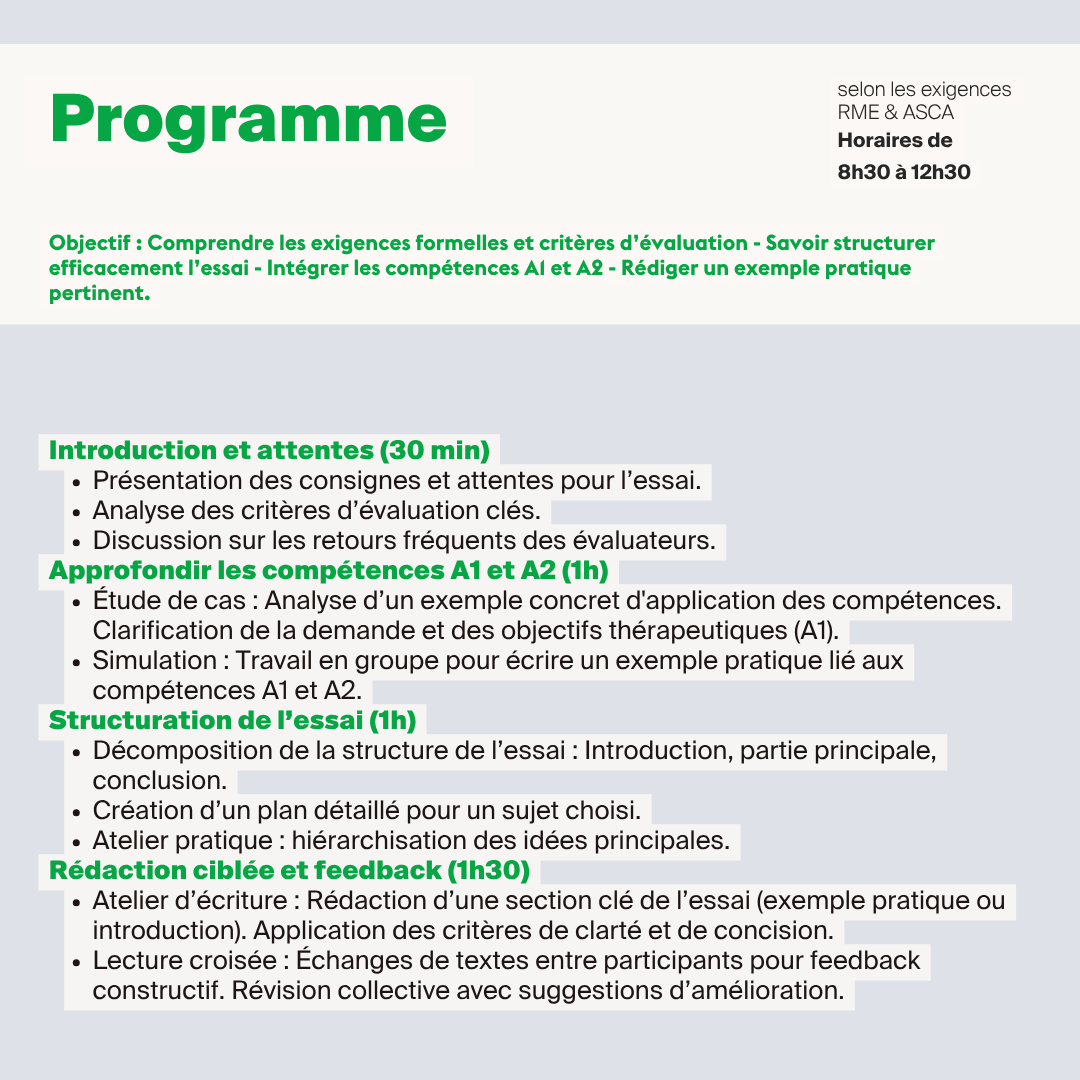 Apprendre à rédiger l’essai pour l’obtention du Certificat de Branche OrTra TC • 0,5 jour