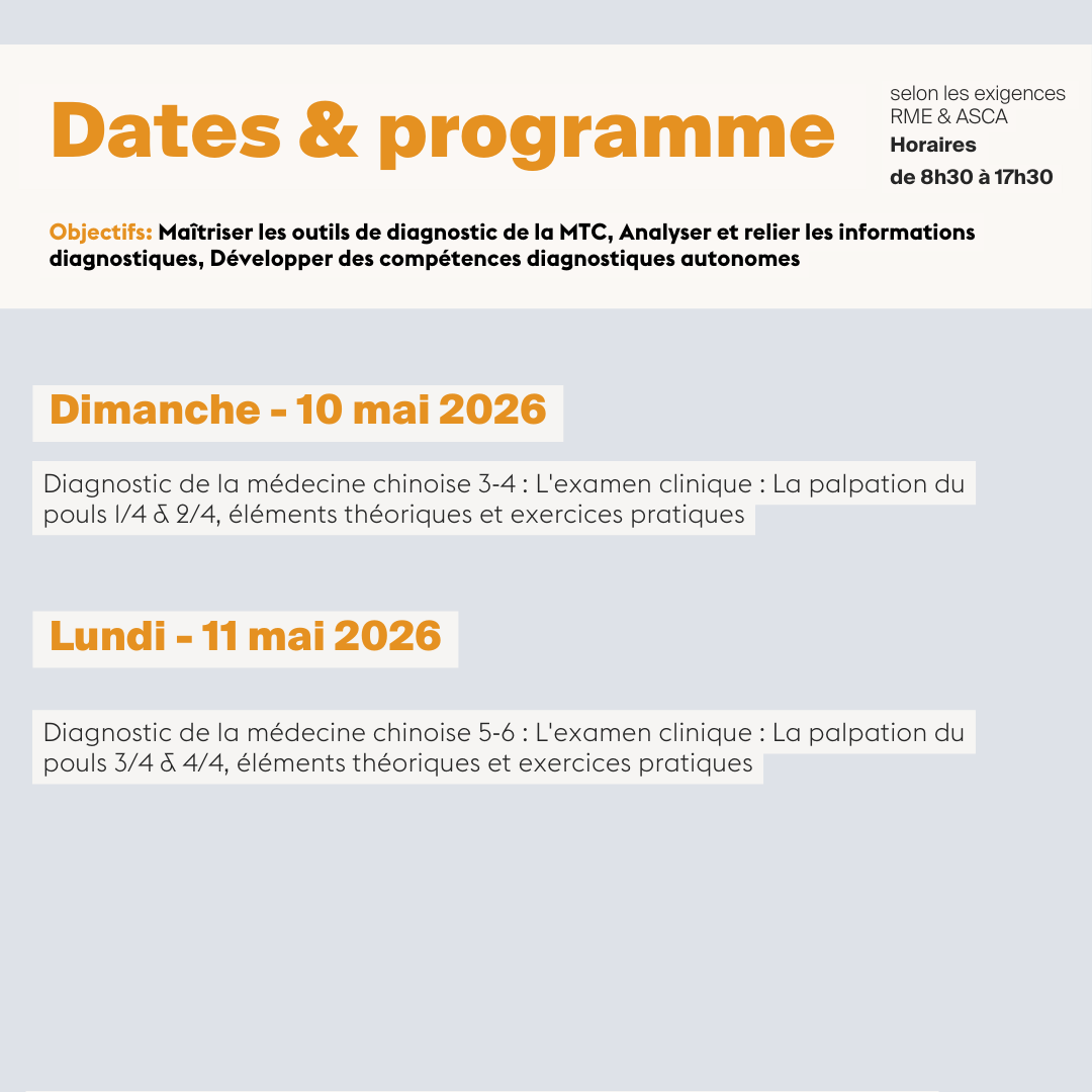 Diagnostic de la médecine chinoise • Module A-04 -2 jours