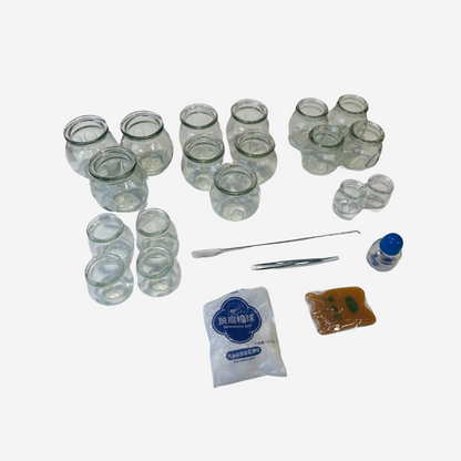 Kit ventouses en verre à chaud • 18 pièces en verre épais