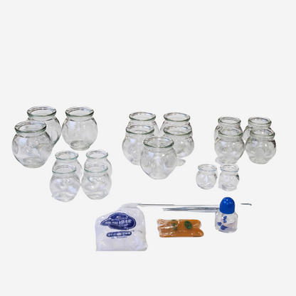 Kit ventouses en verre à chaud • 18 pièces en verre épais