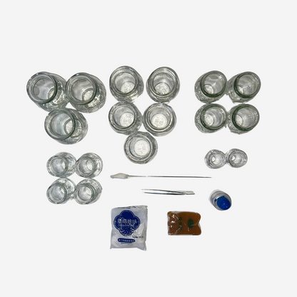 Kit ventouses en verre à chaud • 18 pièces en verre épais