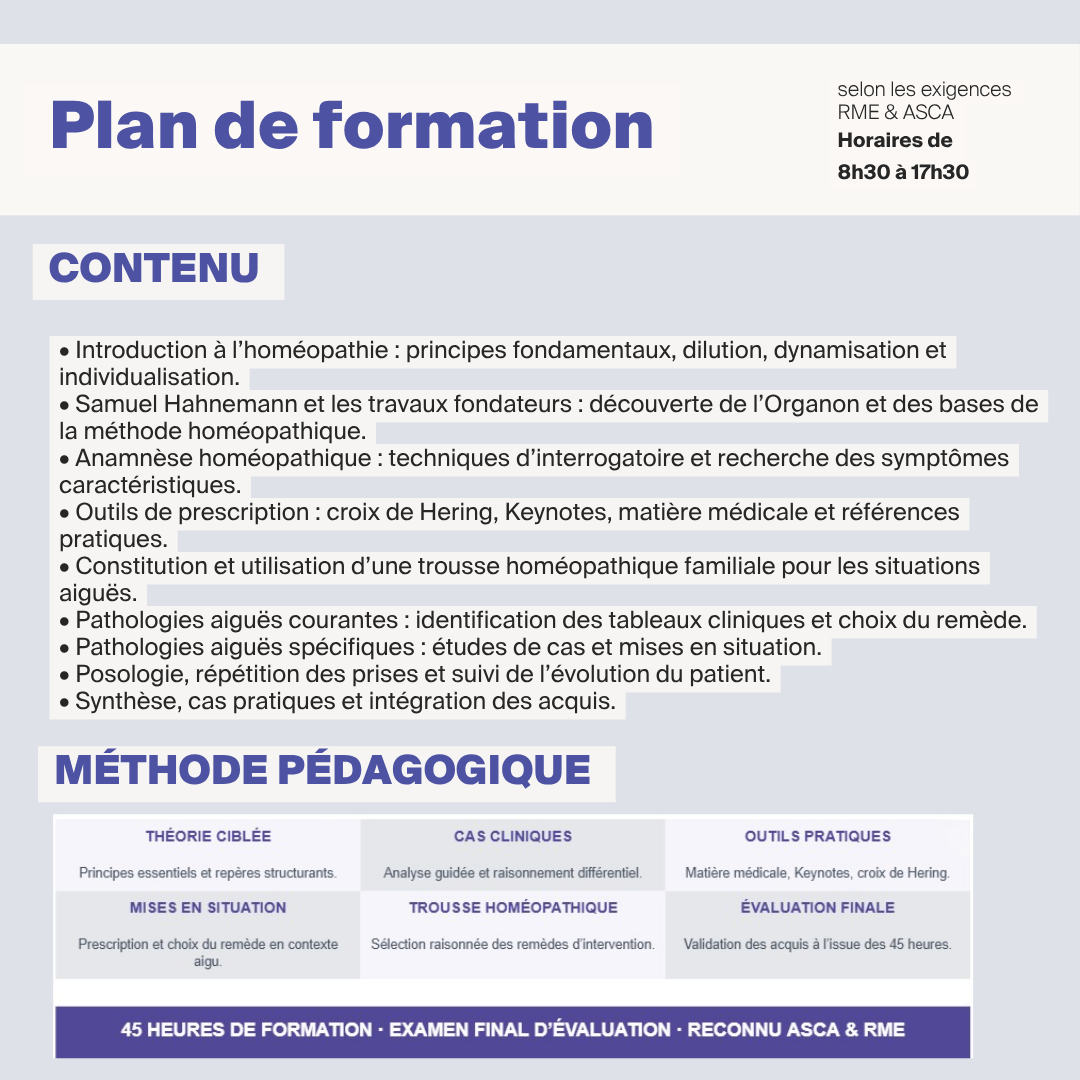Homéopathie  pour la MTE • 6 jours