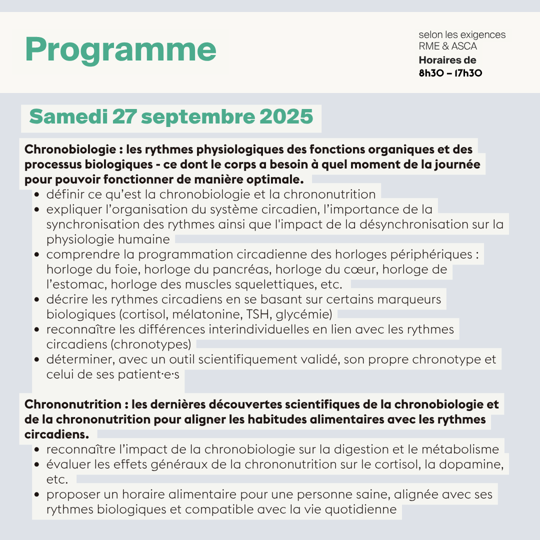 Chrononutrition en médecine intégrative et complémentaire • 3 jours