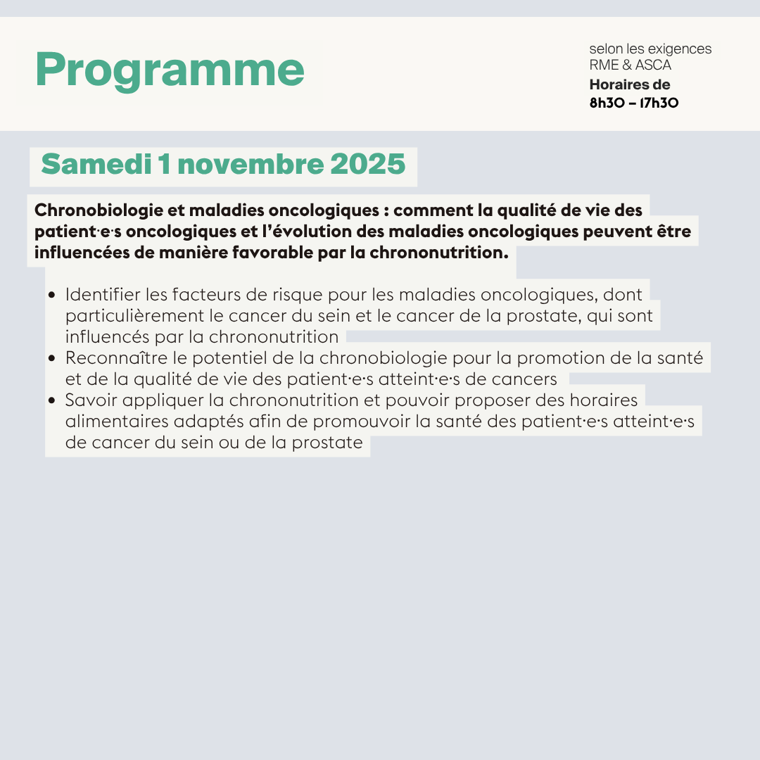 Chrononutrition en médecine intégrative et complémentaire • 3 jours