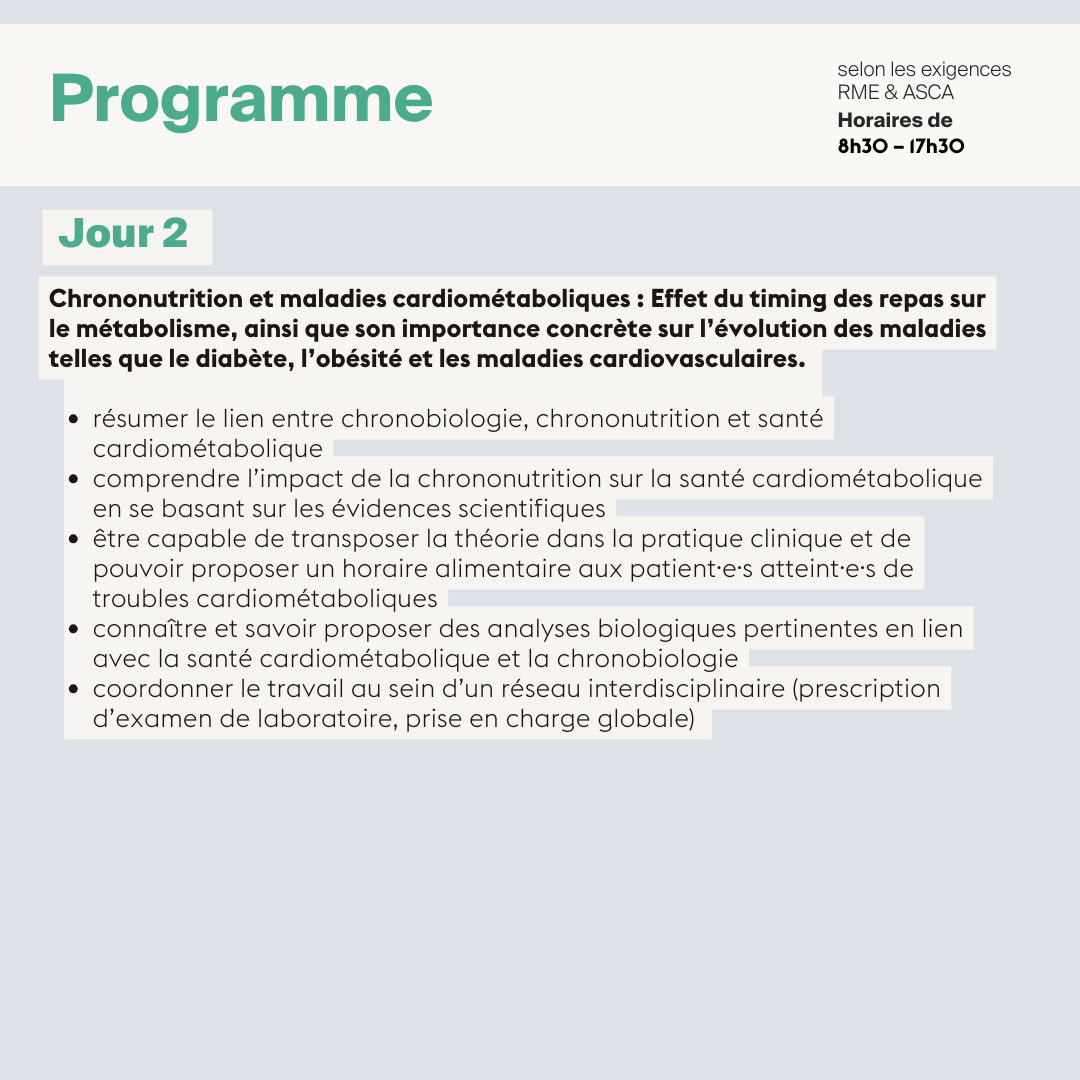Chrononutrition en médecine intégrative et complémentaire • 3 jours