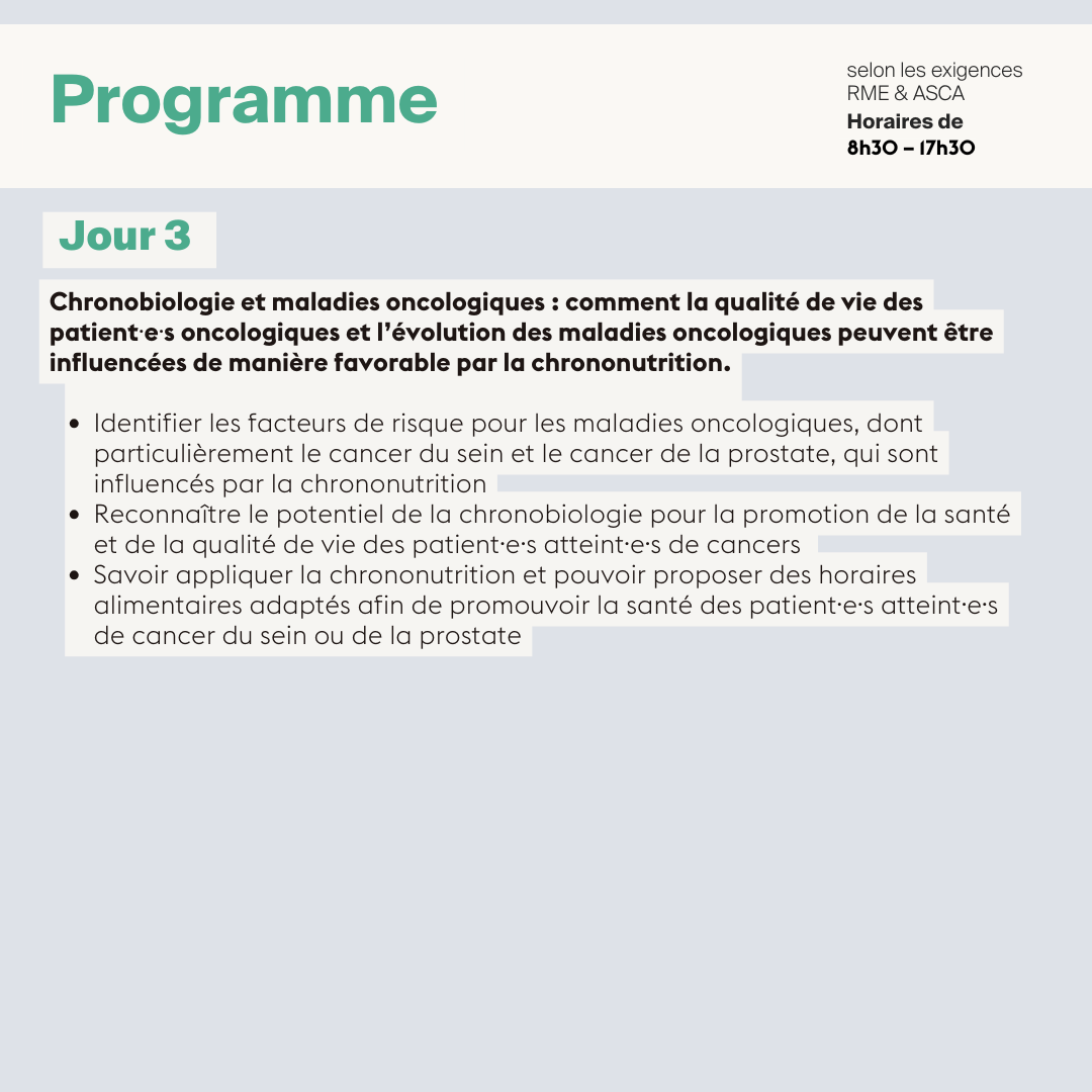 Chrononutrition en médecine intégrative et complémentaire • 3 jours