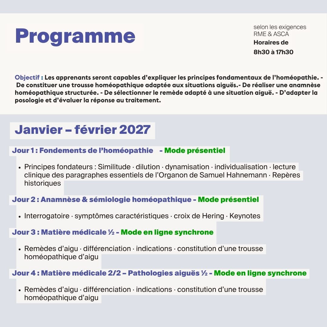 Homéopathie  pour la MTE • 6 jours