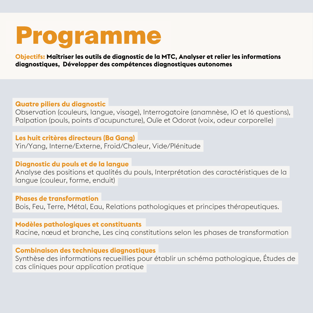 Diagnostic de la médecine chinoise • Module A-04 - 8 jours