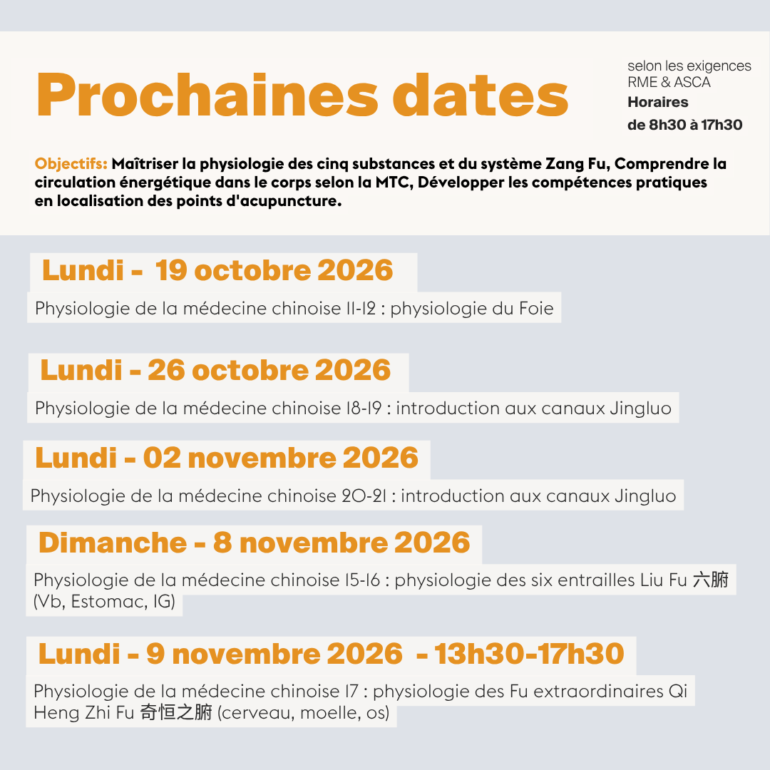 Physiologie de la médecine chinoise • Module A-02 - 10,5 jours