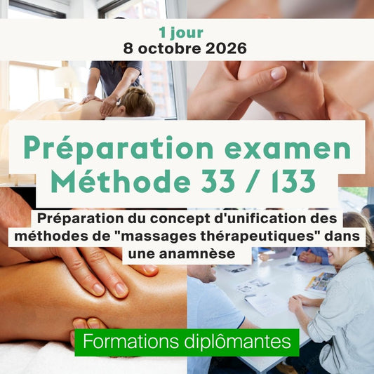 Cours préparatoire pour l'examen Méthode 33 • 133 massages thérapeutiques - 1 jour