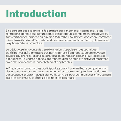 Mise en pratique du cadre et des exigences des assurances complémentaires liées à vos prestations du secteur • En ligne synchrone