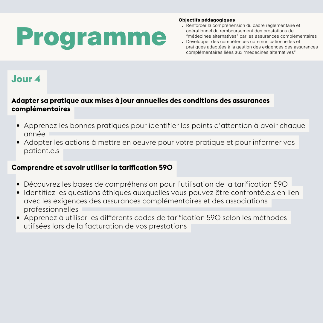 Mise en pratique du cadre et des exigences des assurances complémentaires liées à vos prestations du secteur • En ligne synchrone