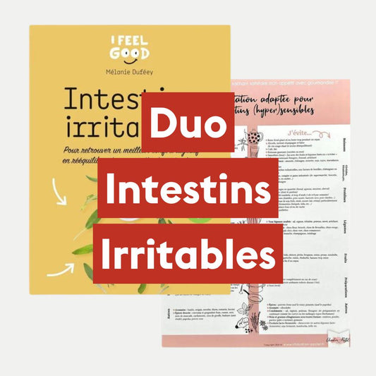 Dúo Promo • Affiche L’alimentation adaptée pour mes intestins (hyper)sensibles + Livre Intestins irritables