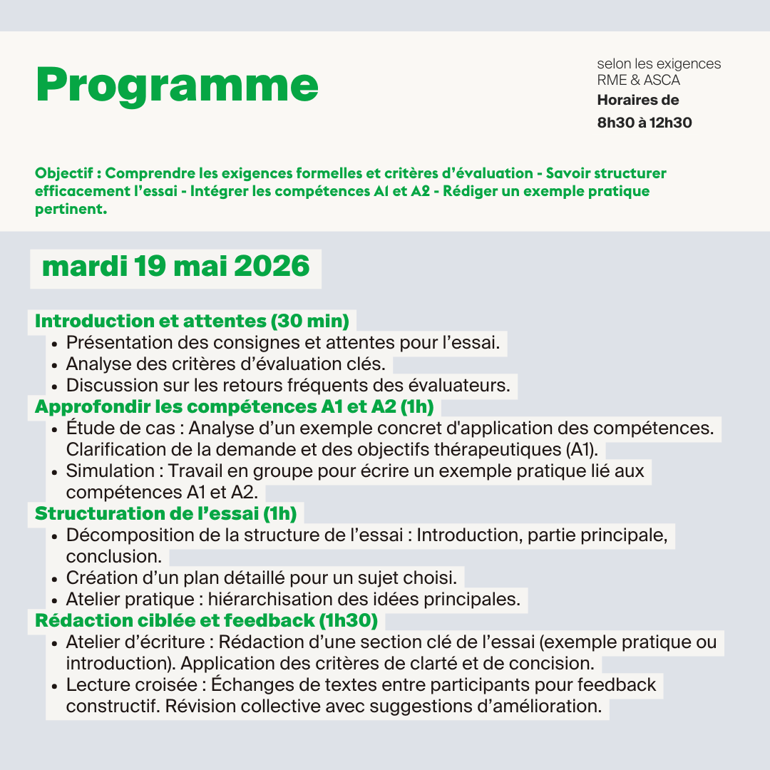 Apprendre à rédiger l’essai pour l’obtention du Certificat de Branche OrTra TC • 0,5 jour