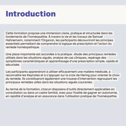 Homéopathie  pour la MTE • 6 jours