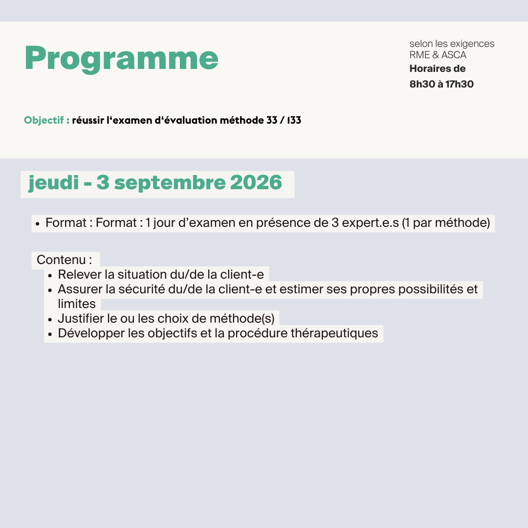 Méthode 33 • 133 - Examen final - 1 jour